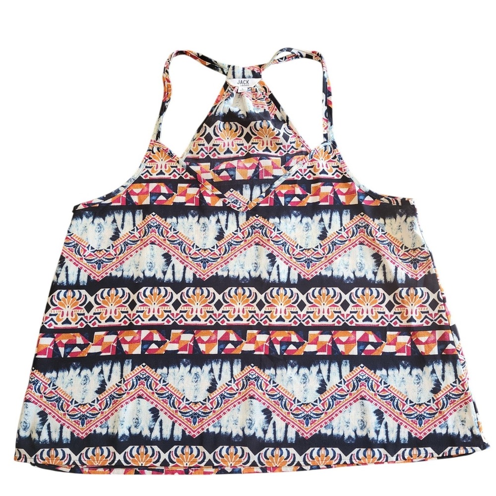 Jack by BB Dakota Womens Halter Tank Top Multicolor Geometric Tribal Print L‎